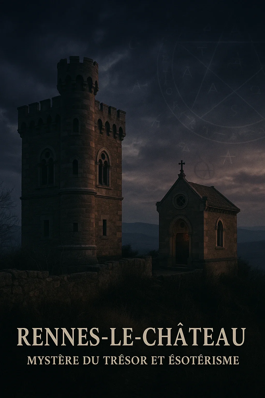 Tour de Rennes-le-Château au crépuscule, symbole ésotérique