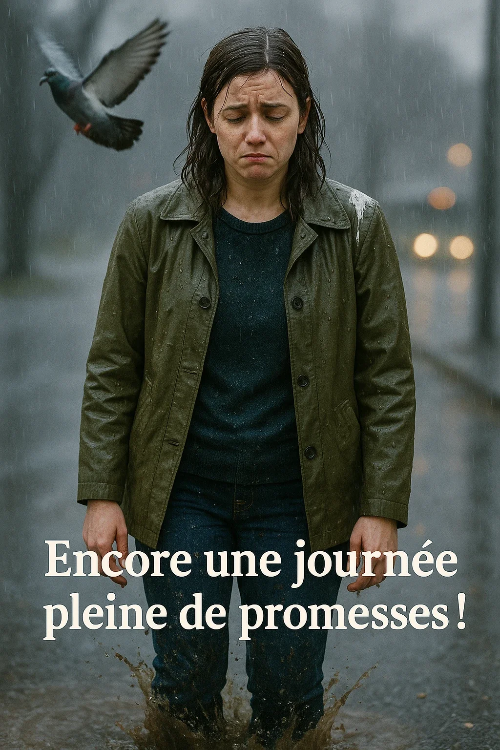 portrait femme malchanceuse sous la pluie 