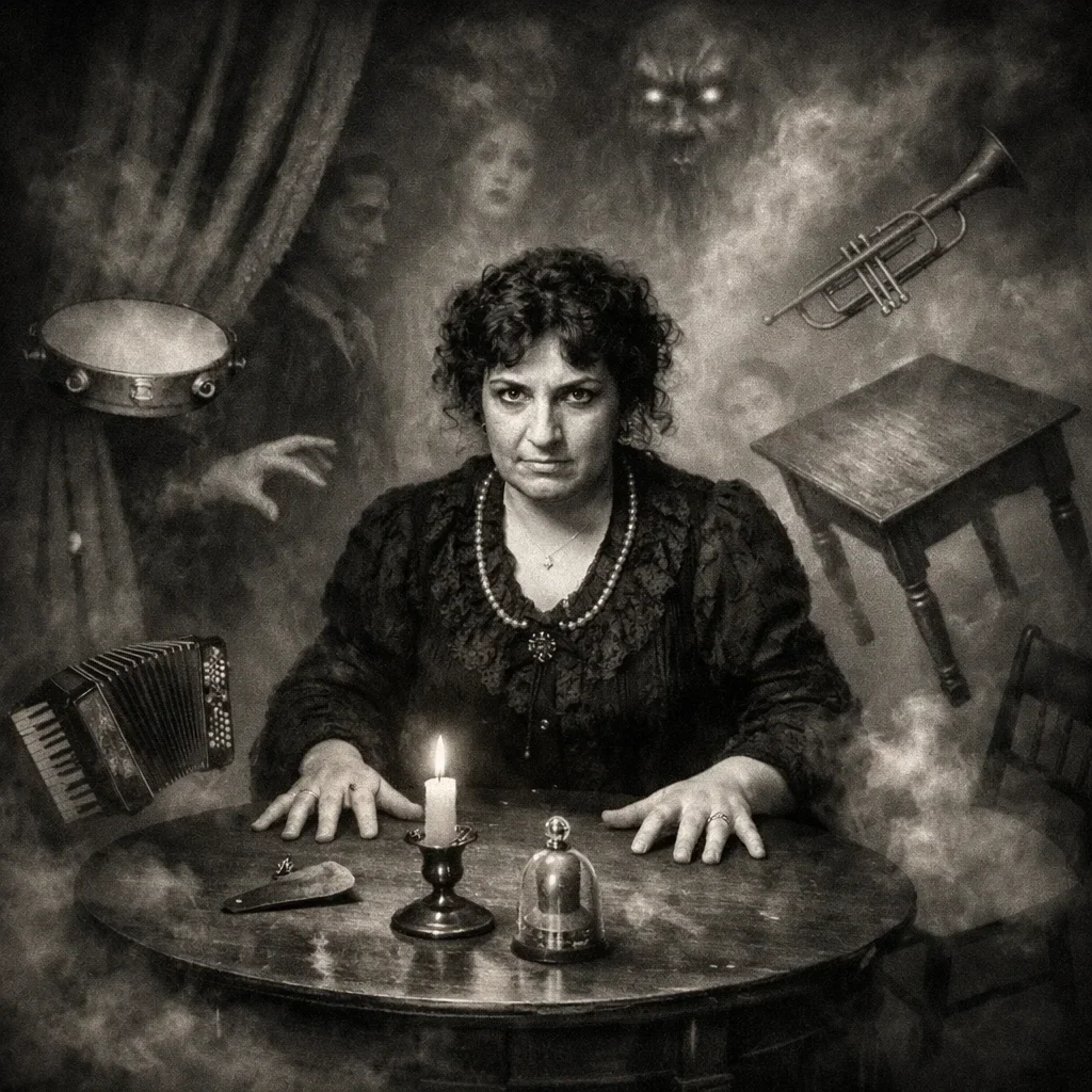 Eusapia Palladino médium célèbre séance spirite phénomènes paranormaux spiritisme table lévitation