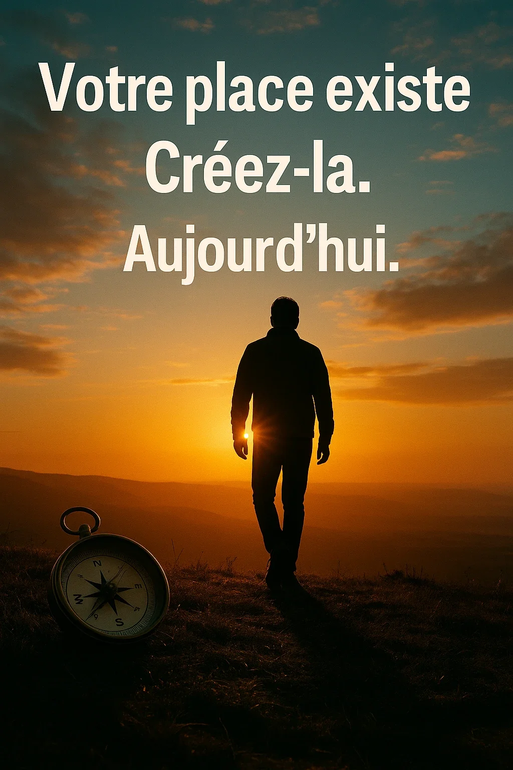 "Homme cherchant sa place face à la lumière"