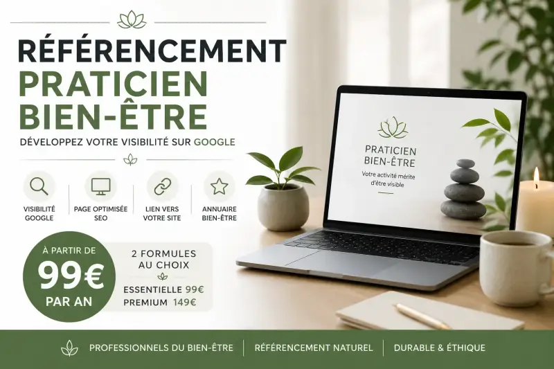 Référencement SEO pour praticien bien-être afin d'améliorer sa visibilité sur Google grâce à une page optimisée.