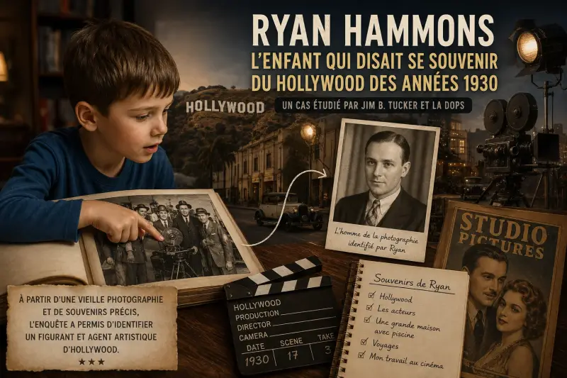 Illustration du cas de Ryan Hammons, enfant rapportant des souvenirs supposés d'une vie antérieure à Hollywood