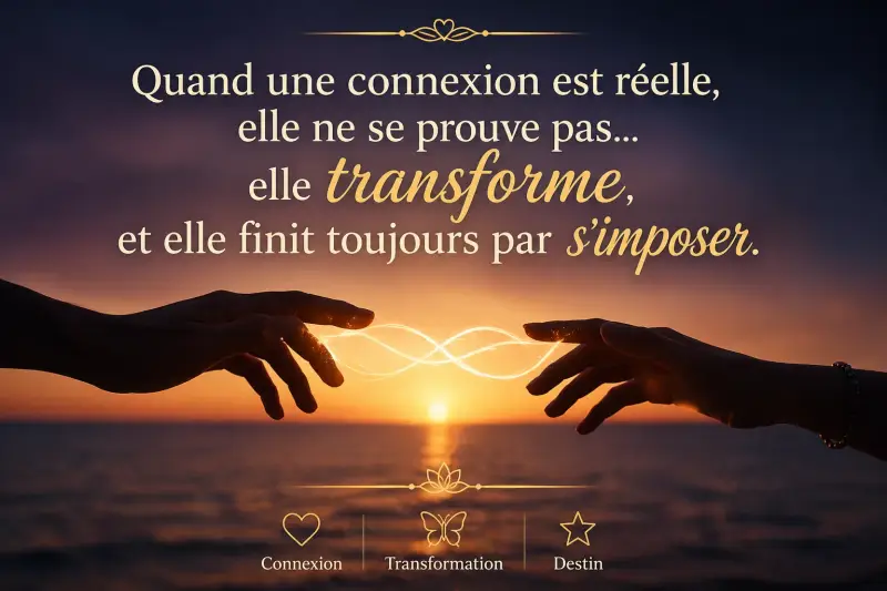 Connexion réelle amour lien d’âme transformation relation forte destinée et évidence amoureuse