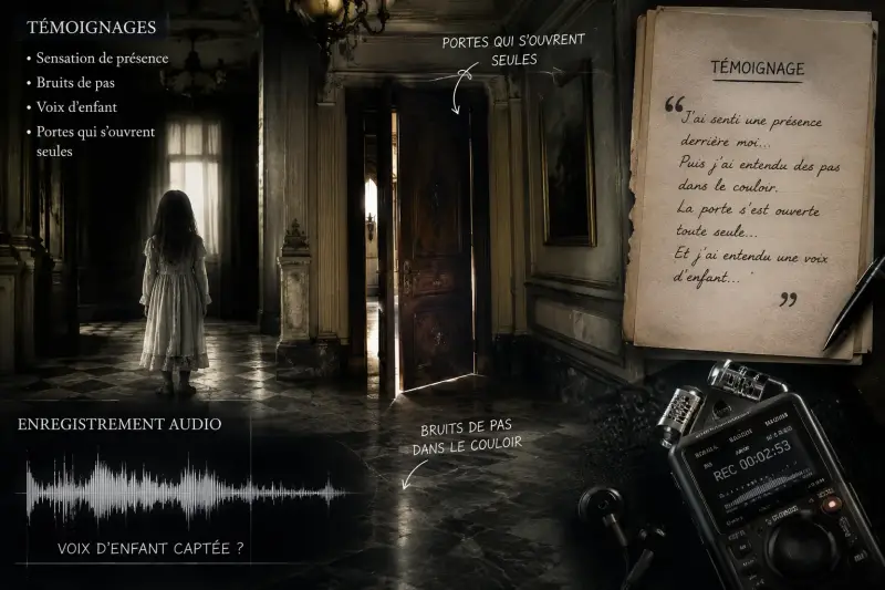 Illustration des témoignages paranormaux du Palais de Linares à Madrid avec voix d'enfant, bruits de pas, portes qui s'ouvrent et enquête sur les psychophonies