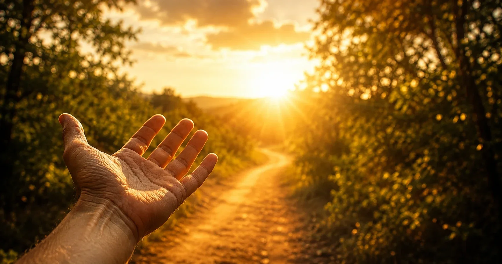 Miracle de tous les jours et force intérieure symbolisés par une main tendue vers la lumière