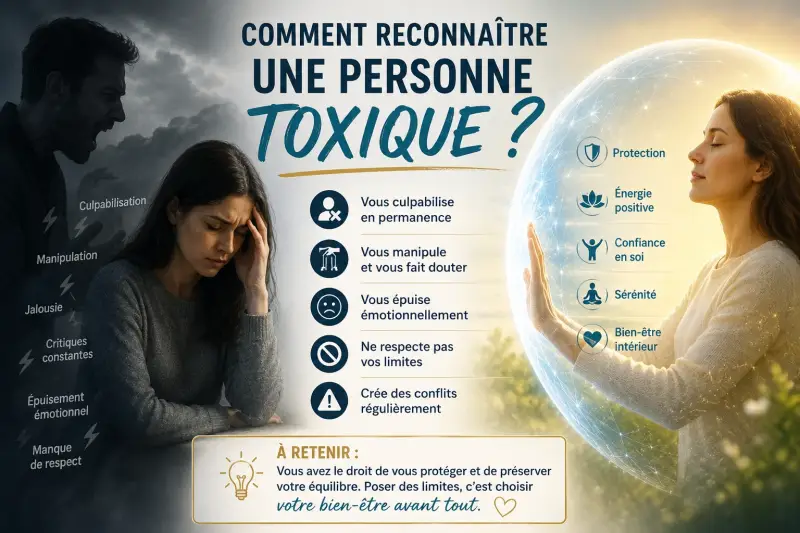 Comment reconnaître une personne toxique : manipulation, culpabilisation, épuisement émotionnel et protection énergétique