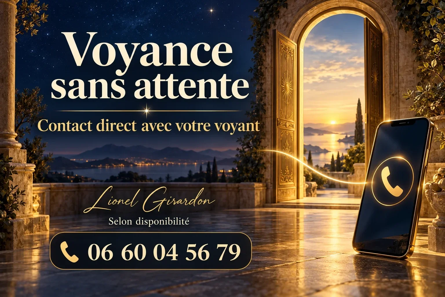 Voyance sans attente avec Lionel Girardon : contact direct par téléphone selon disponibilité.