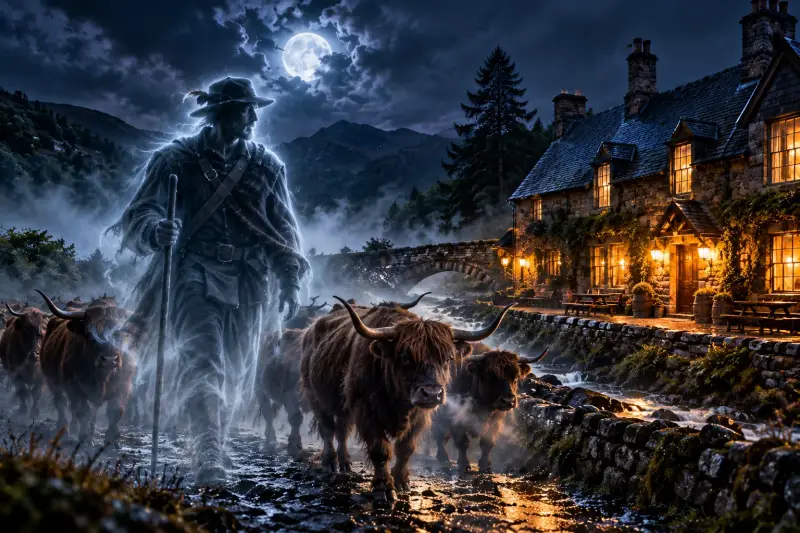 Angus, conducteur de troupeaux fantôme associé à The Drovers Inn en Écosse