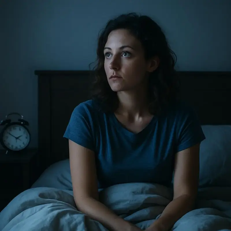 Femme réveillée la nuit après avoir vu une heure miroir spirituelle