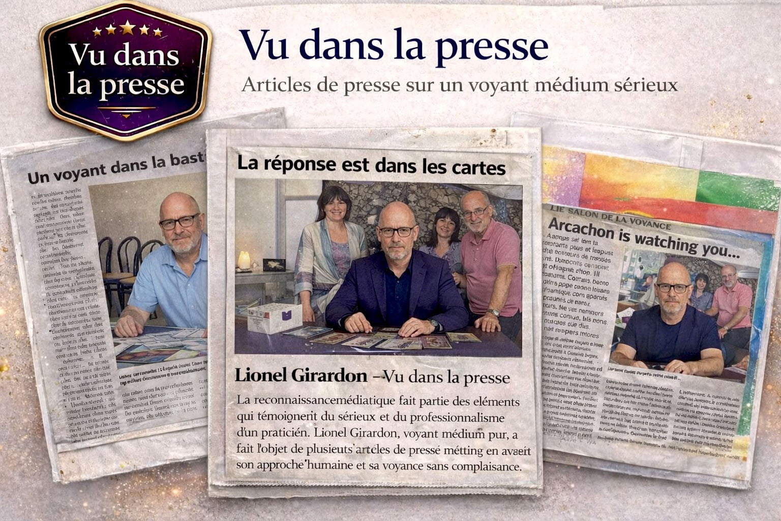 3 coupure de presse relatant le sérieux des consultation de voyance de Lionel Girardon