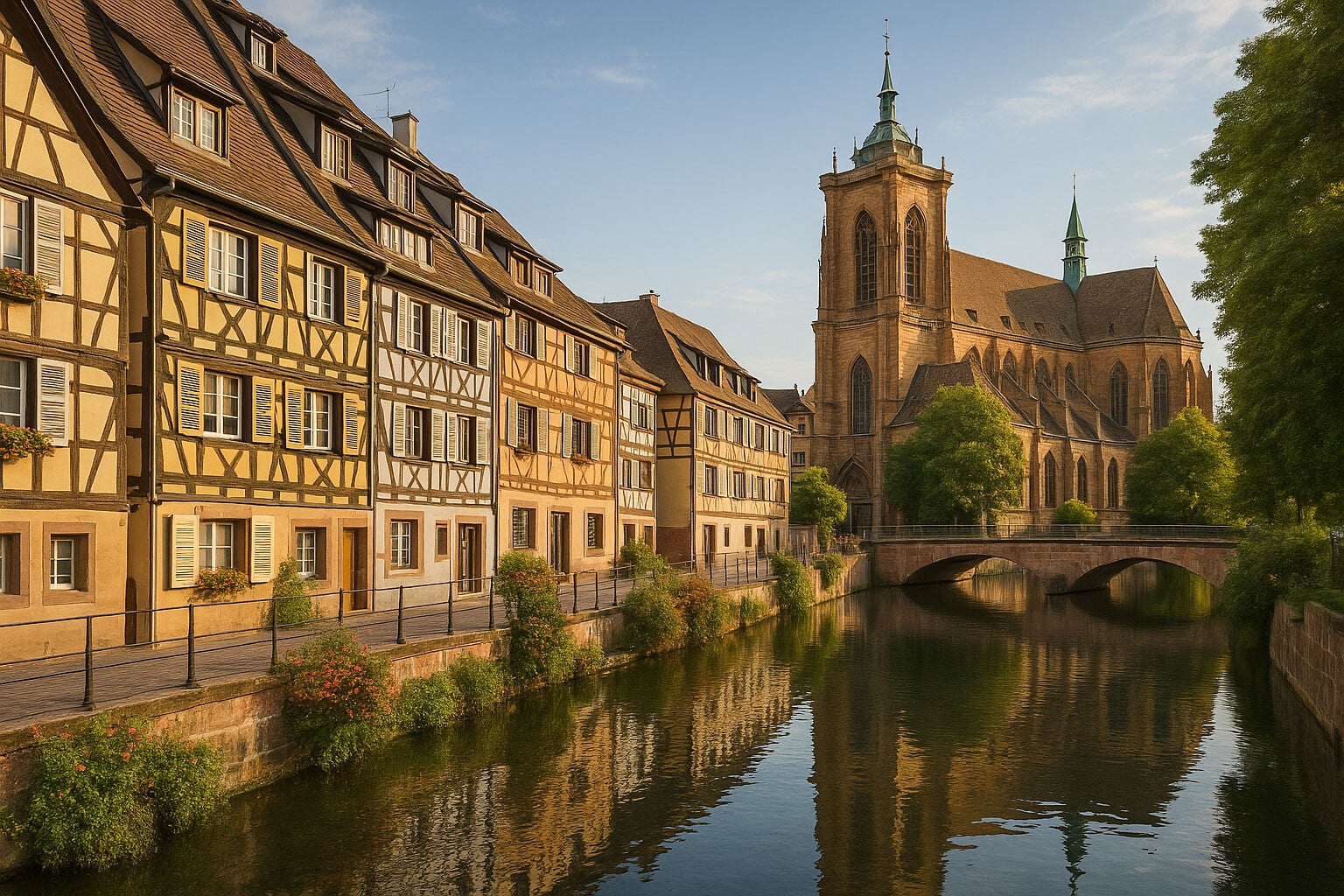 Vue pittoresque de Colmar au bord du canal