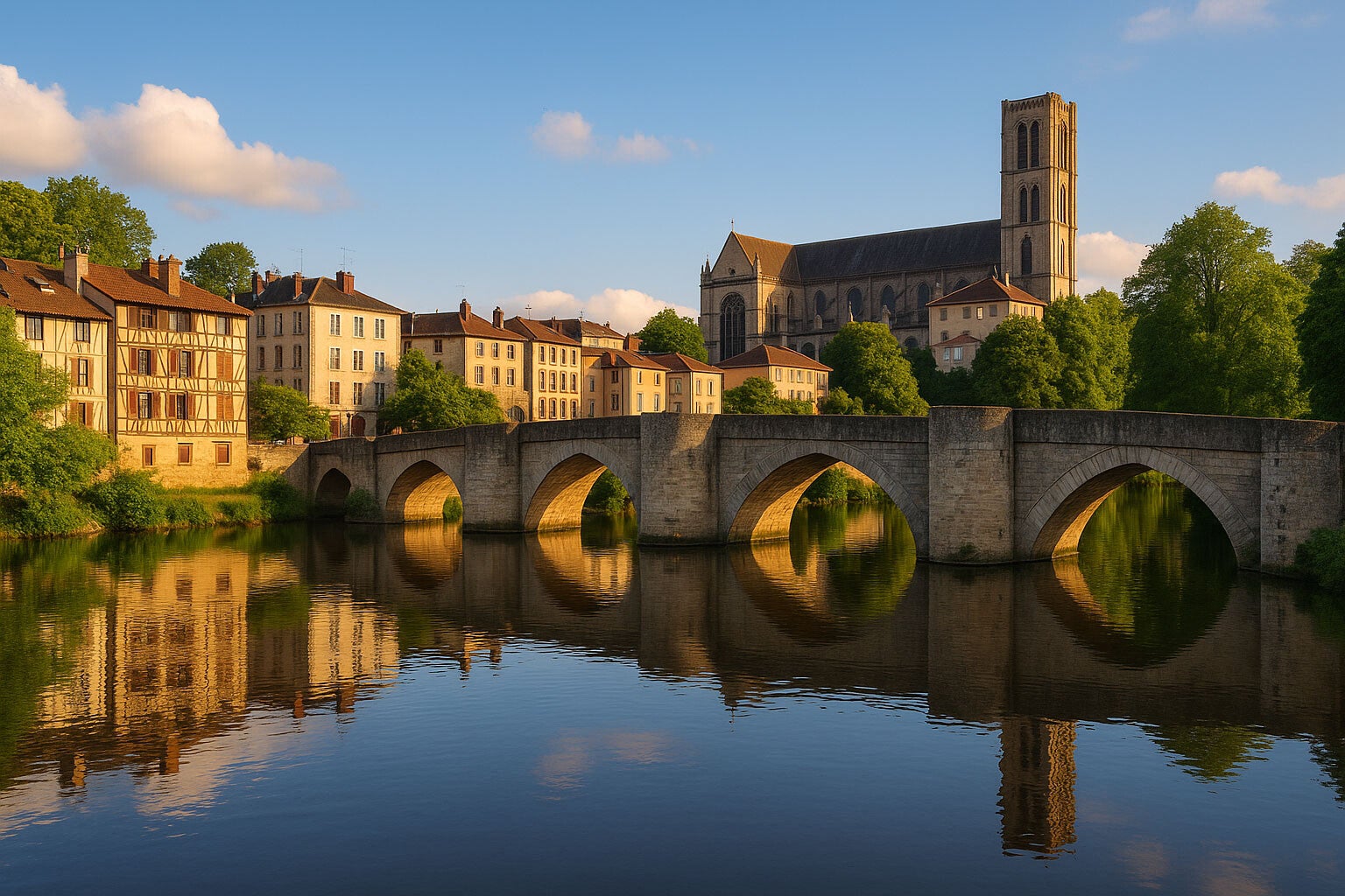 Vue emblématique de Limoges avec le pont Saint-Étienne