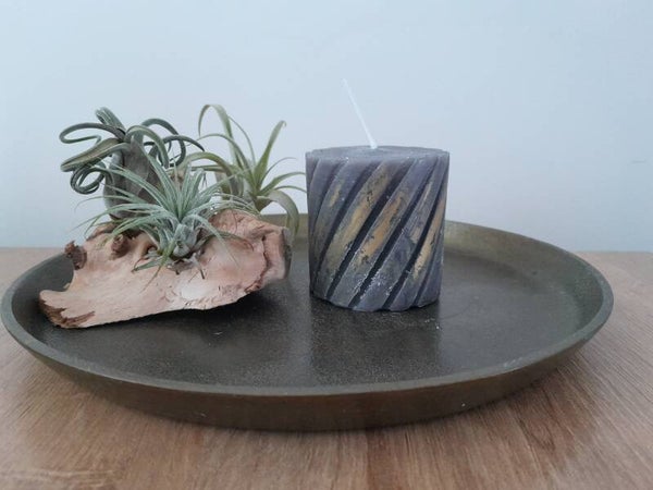 Kaars rond zwart met goud tinten