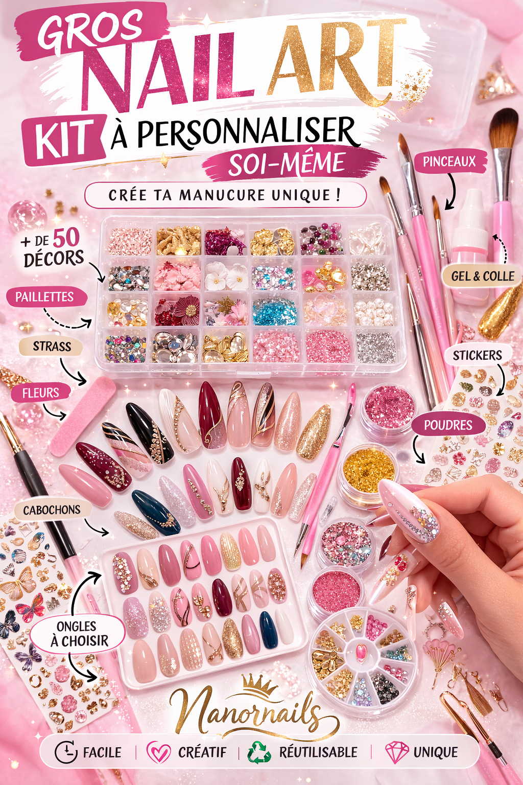 Kit à personnalisé gros nail art