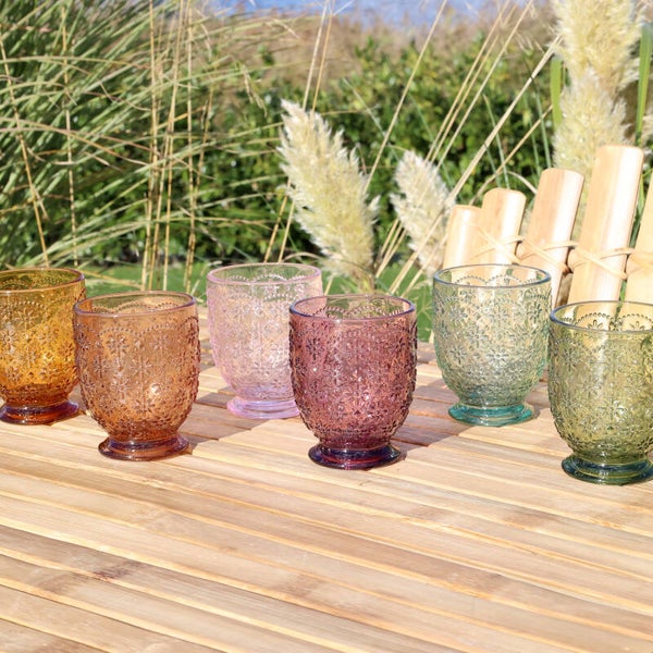 Saint-Émilion Glas m. mønster  6 stk. assorterede farver.