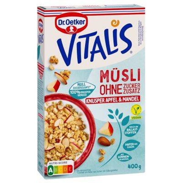 Vitalis ohne Zuckerzusatz KnusperApfel + Mandeln 400g