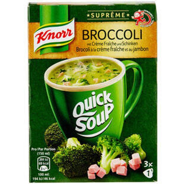 Knorr Supreme Broccolisuppe mit Creme Fraiche+Schinken