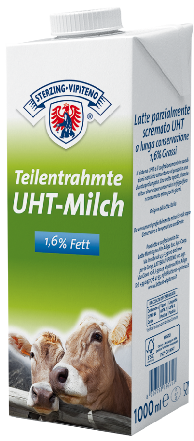 UHT Milch teilentrahmt 1.6% Fett 1 l