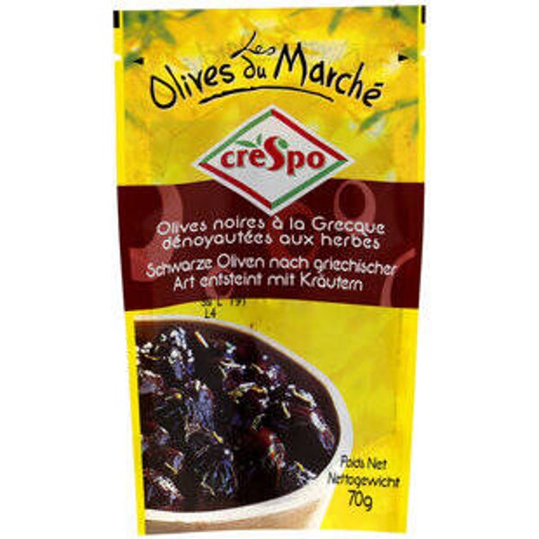 Crespo schwarze Oliven ohne Stein+Kräuter