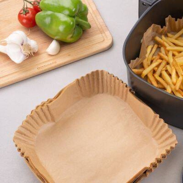 Backpapier für Heisluftfritteuse 20cm eckig