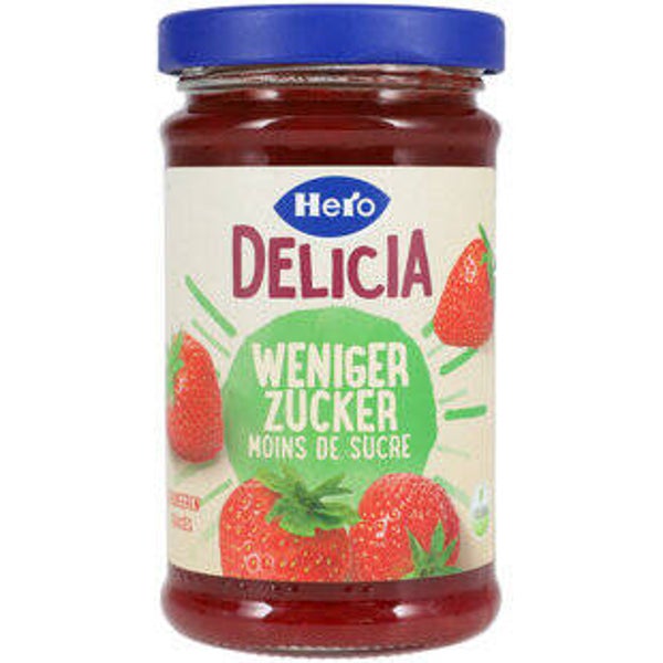 Hero Delicia wenig Zucker Konfitüren Erdbeeren
