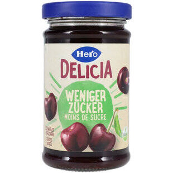 Hero Delicia wenig Zucker Konfitüre schwarze Kirschen