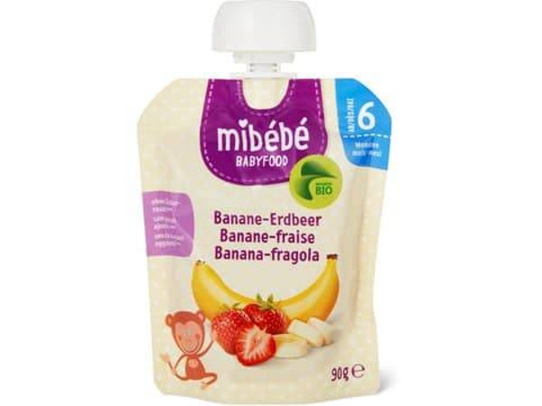 Mibebe Bio Babyfood Quetschbeutel Banane-Erdbeer