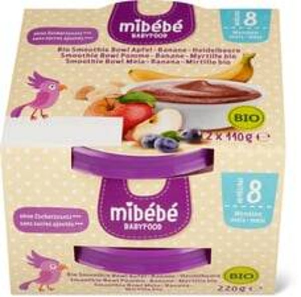 Mibebe Bio  Smoothie Bow Apfel-Banane-Heidelbbeeren