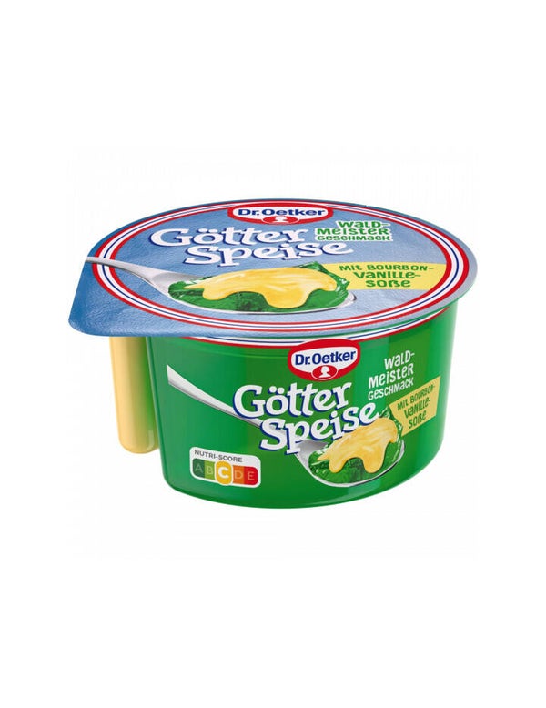 r.Oetker Götterspeise Waldmeister mit Bourbon-Vanille Sosse