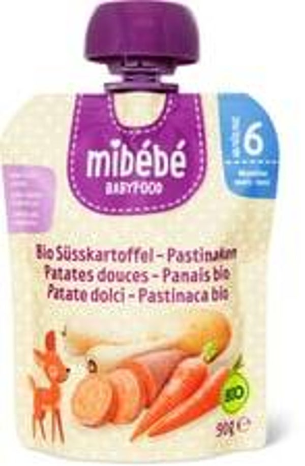 Mibebe Bio Babyfood Quetschbeutel Süsskartoffel+Pastinaken
