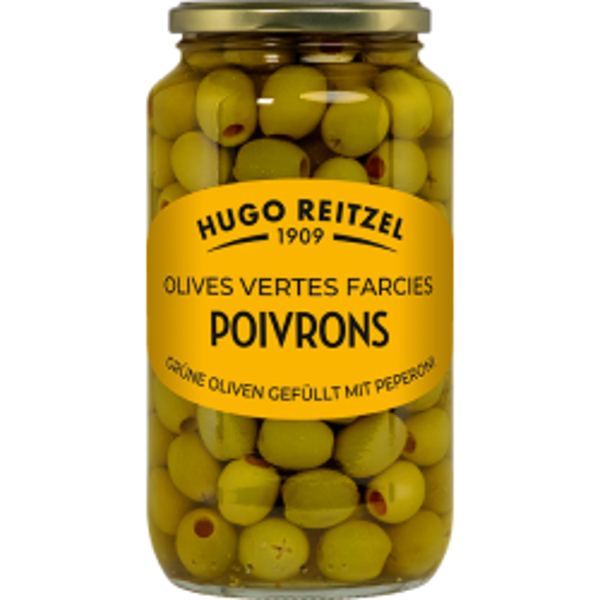 Grüne Oliven Gegfült mit Peperoni 575g