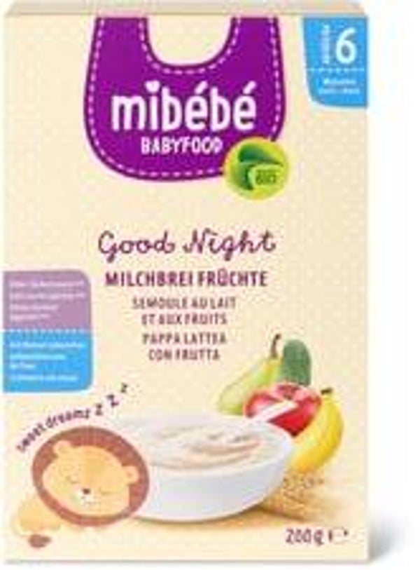 Mibebe Bio Babyfood Milchbrei Früchte Gute Nacht