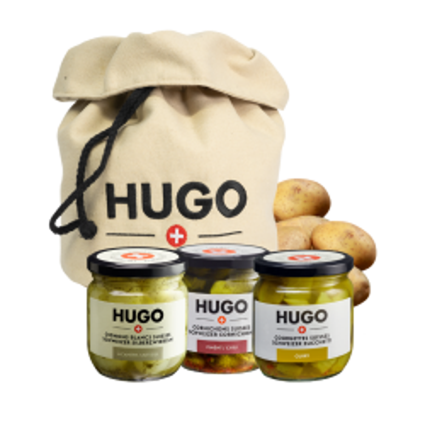 Hugo Kartoffelsack-Geschenkset- mit 3 Gläsern