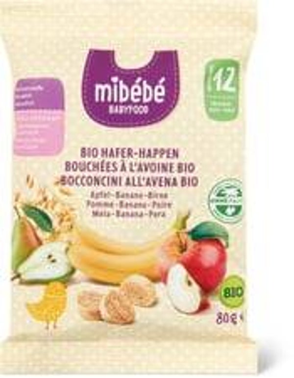 Mibebe Bio Babyfood Hafer Happen mit Apfel.Birne+Banane