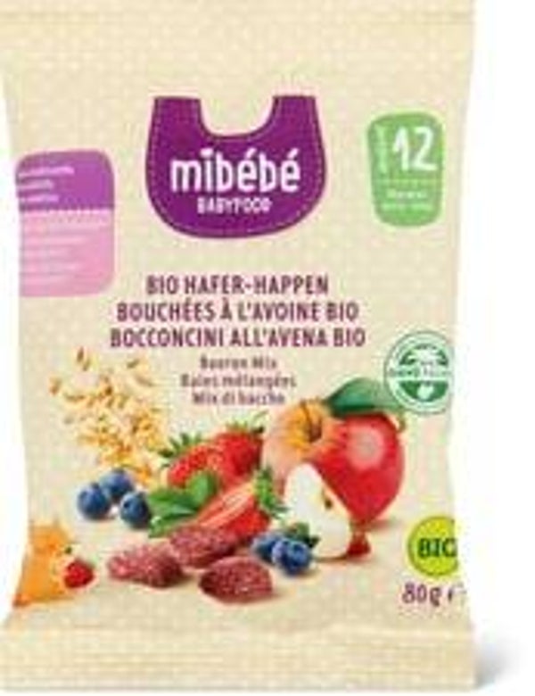 Mibebe Bio Babyfood Hafer Happen mit Beeren