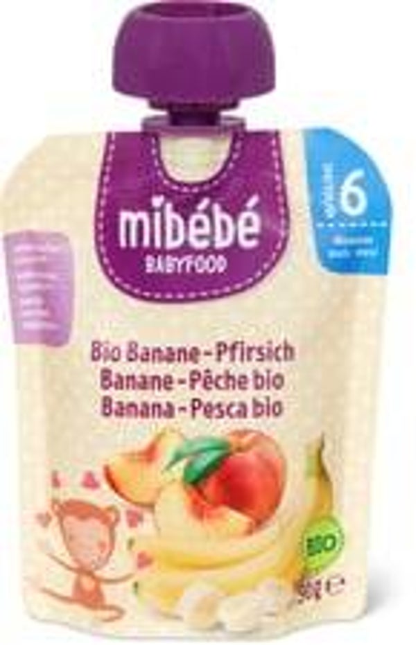 Mibebe Bio Babyfood Quetschbeutel Banane-Pfirsich