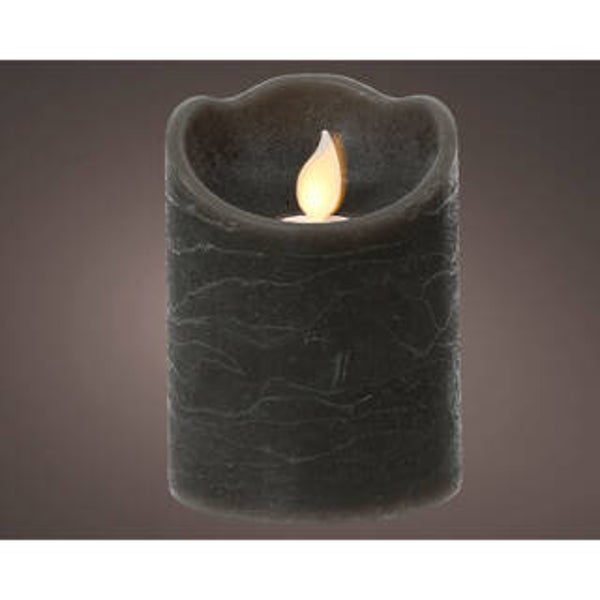 LED waving kaars wax steady donker grijs H.10cm D.7.5cm