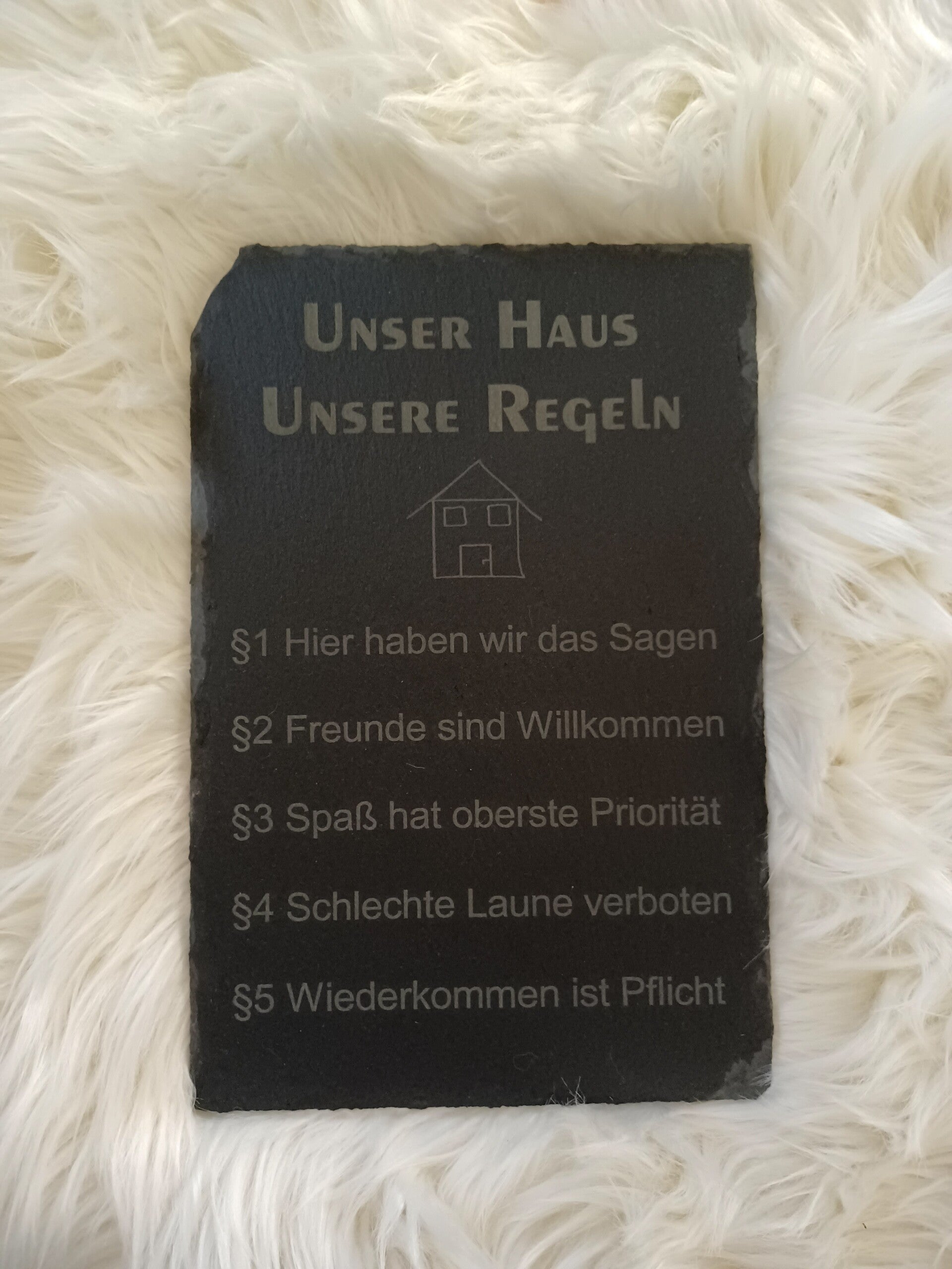 Schiefertafel "Unser Haus (Unsere Wohnung), unsere Regeln" 20x30cm