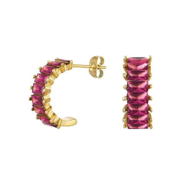 Oorbellen Zirkoon Party Fuchsia