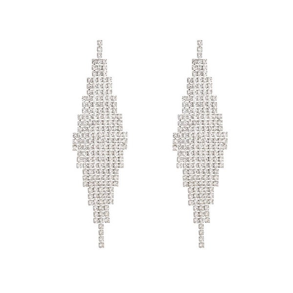 Strass Oorbellen Ruit Zilver