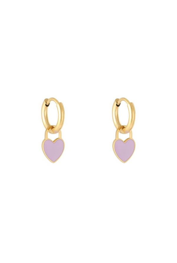 Oorbellen pastel heart paars
