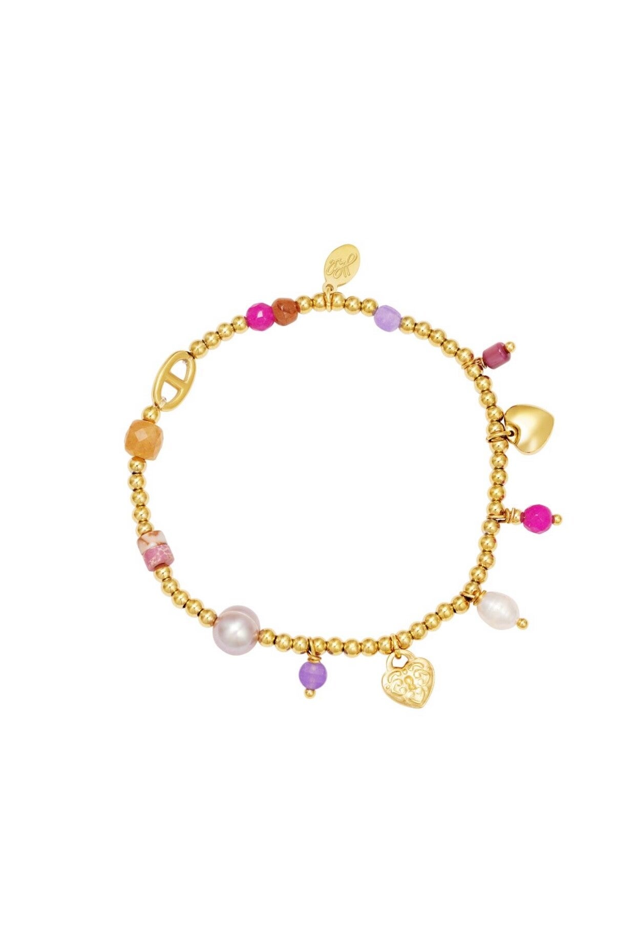 Stalen armband kralen the good life Goud