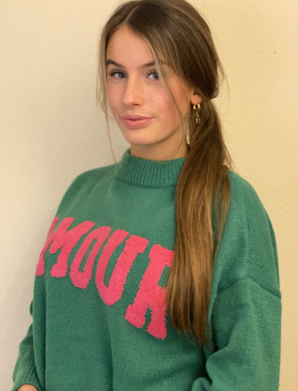 Amour Trui Groen met Roze