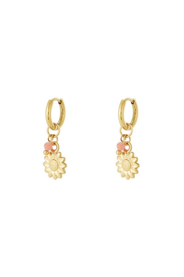 Roze bloemblaadjes oorbellen orange-red