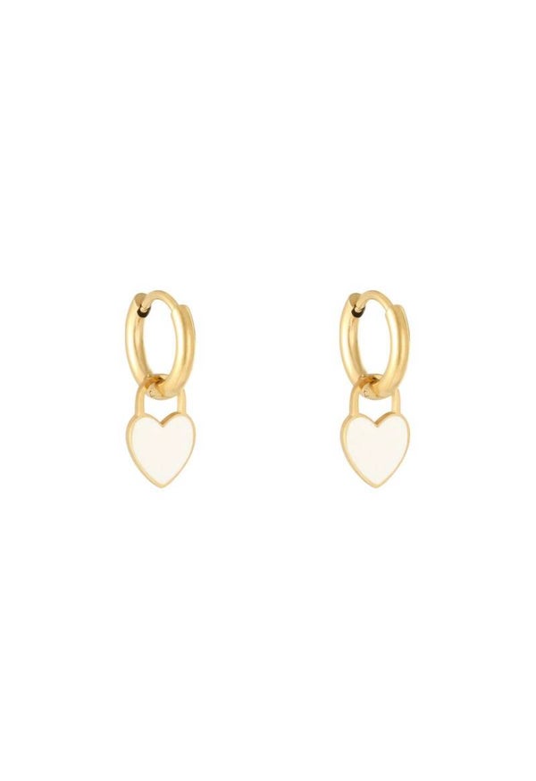 Oorbellen Pastel heart wit