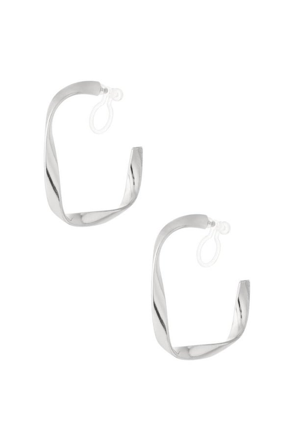 Curve Clip Oorbellen Zilver