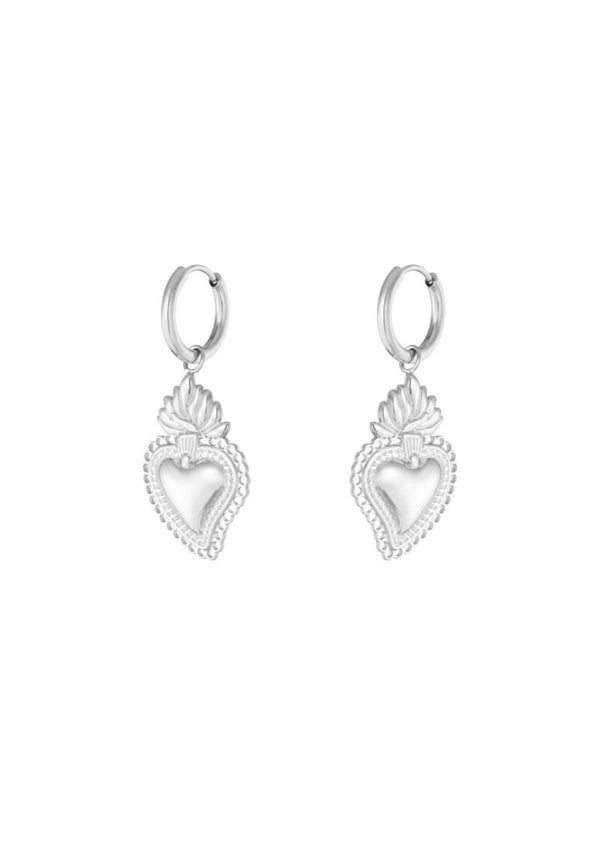 Flaming heart oorbellen