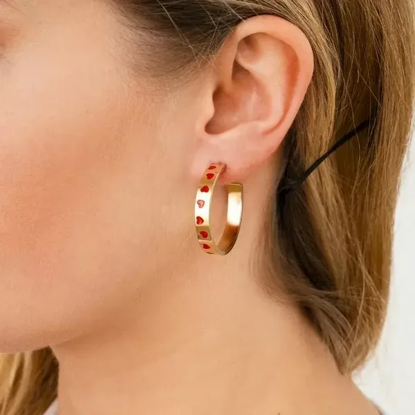 Earrings heart red