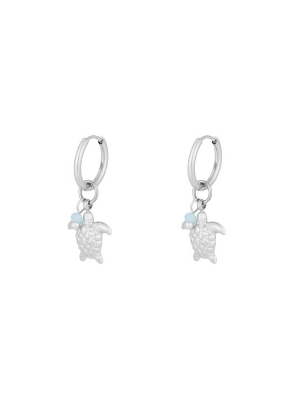 Oorbellen met schildpad zilver