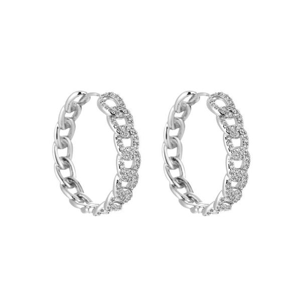 Strass oorbellen Rings Zilver